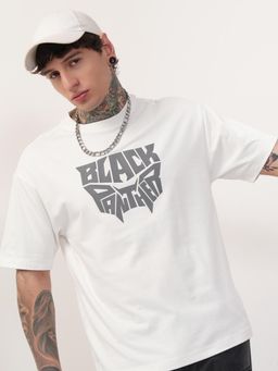 HIGHLANDER - Marvel Black Panther Men White Round Neck Relaxed Fit T-shirt