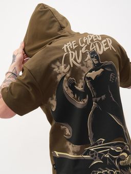 HIGHLANDER - Warner Bros Batman Men Brown Oversized Drop Shoulder Hoody T-shirt