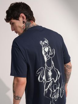 HIGHLANDER - Warner Bros Scooby Doo Men Navy Blue Round Neck Relaxed Graphic T-shirt