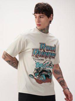 HIGHLANDER - Warner Bros Looney Tunes Men Cream Round Neck Relaxed Graphic T-shirt