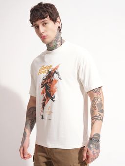 HIGHLANDER - Men White H/S Relaxed Drop shoulder Graphic T-Shirt