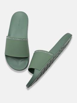 Calvin Klein - Logo Green Polyester Sliders