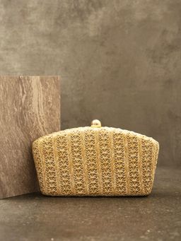 Twenty Dresses by Nykaa Fashion - Beige Woven With Love Box Clutch