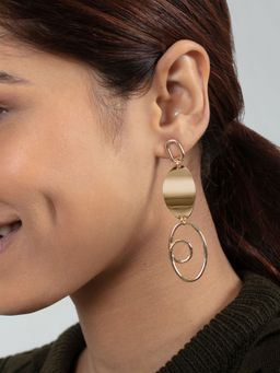 Twenty Dresses by Nykaa Fashion - The Golden Elegance Drop Earrings