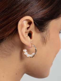 Twenty Dresses by Nykaa Fashion - The Swinging Pearls Hoop Earrings