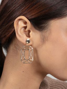 Twenty Dresses by Nykaa Fashion - Boxed Up Lines Drop Earrings