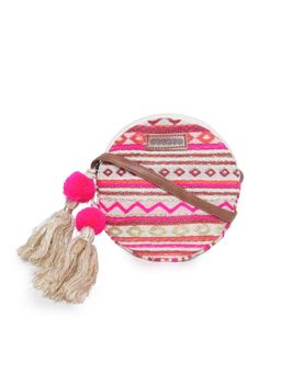 Astrid - Multi-Color Round Embroidered Tassel Sling Bag