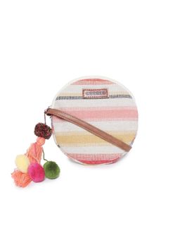 Astrid - Multi-Color Round Embroidered Tassel Sling Bag
