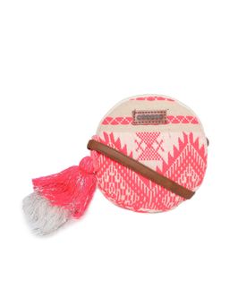 Astrid - Multi-Color Round Embroidered Tassel Sling Bag