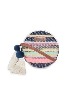 Astrid - Multi-Color Round Embroidered Tassel Sling Bag