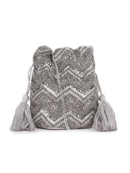 Astrid - Beaded Work Party Sling Bag - Silver