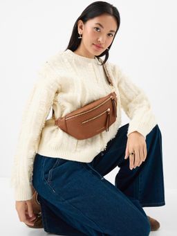 Accessorize London - Women Sling Crossbody Sling Bag with Detachable Strap - Tan