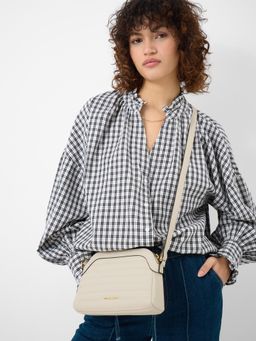 Accessorize London - Women Quilted Crossbody Sling Bag - Cream