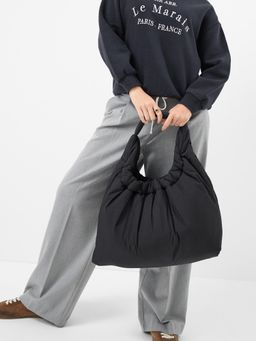 Accessorize London - Women Nylon Quilted Shopper Tote Bag - Black