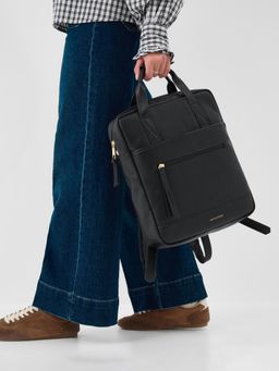 Accessorize London - Women Faux Leather Backpack - Black