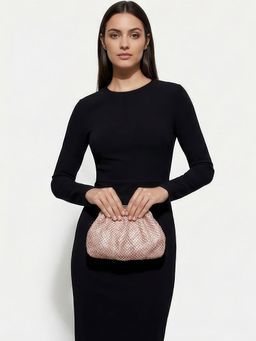 Accessorize London - Women Sequin Clip Frame Clutch - Pink