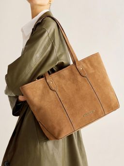 Accessorize London - Women Faux Suede Tote Bag - Tan