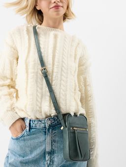 Accessorize London - Women Faux Leather Crossbody Phone Sling Bag - Teal