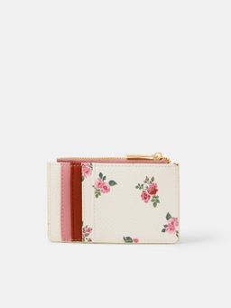 Accessorize London - Women Floral Print Card Holder - Cream