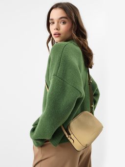 Accessorize London - Women Double Zip Crossbody Sling Bag - Yellow