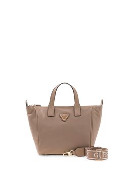 Guess - Taupe Solid Nylon Women Tote Bag with Detachable Strap