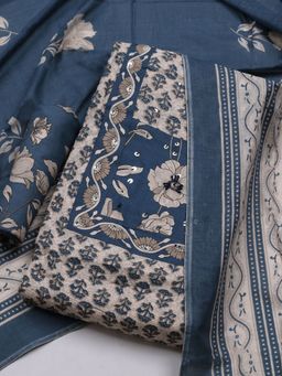 MEENA BAZAAR - Printed Blue Unstitched Kurta & Pant with Dupatta