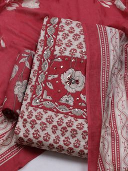 MEENA BAZAAR - Printed Maroon Unstitched Kurta & Pant with Dupatta