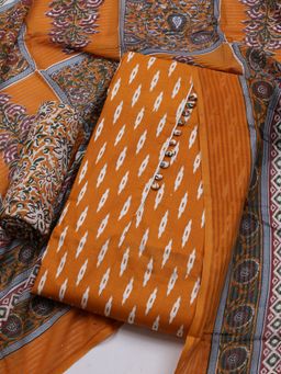 MEENA BAZAAR - Mustard Printed Unstitched Kurta & Pant with Dupatta