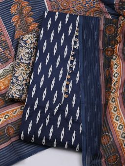 MEENA BAZAAR - Blue Printed Unstitched Kurta & Pant with Dupatta