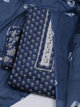 MEENA BAZAAR - Printed Blue Women Unstitched Kurta & Pant with Dupatta