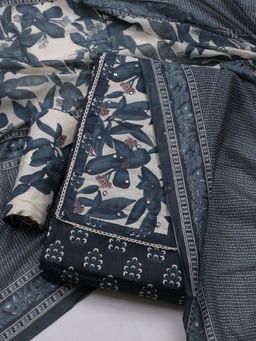 MEENA BAZAAR - Printed Blue Women Unstitched Kurta & Pant with Dupatta