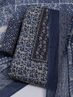 MEENA BAZAAR - Women Printed Blue Unstitched Kurta & Pant with Dupatta