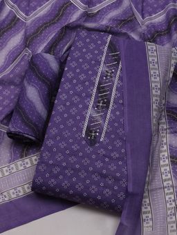 MEENA BAZAAR - Printed Lavender Unstitched Kurta & Pant with Dupatta
