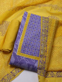 MEENA BAZAAR - Printed Lavender Women Unstitched Kurta & Pant with Dupatta