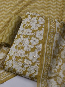 MEENA BAZAAR - Embroidered Yellow Unstitched Kurta & Pant with Dupatta