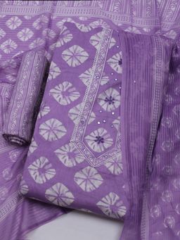 MEENA BAZAAR - Printed Women Lavender Unstitched Kurta & Pant with Dupatta