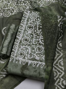 MEENA BAZAAR - Embroidered Women Green Unstitched Kurta & Pant with Dupatta