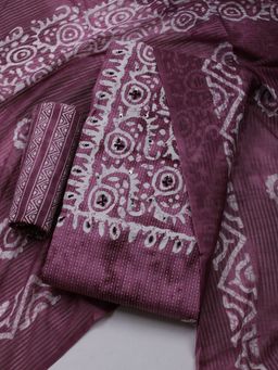 MEENA BAZAAR - Embroidered Mauve Unstitched Kurta & Pant with Dupatta