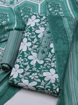 MEENA BAZAAR - Embroidered Women Green Unstitched Kurta & Pant with Dupatta