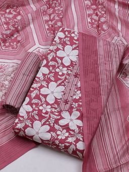 MEENA BAZAAR - Women Embroidered Pink Unstitched Kurta & Pant with Dupatta
