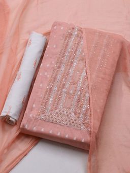 MEENA BAZAAR - Women Printed Peach Unstitched Kurta & Pant with Dupatta