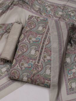 MEENA BAZAAR - Printed Beige Women Unstitched Kurta & Pant with Dupatta