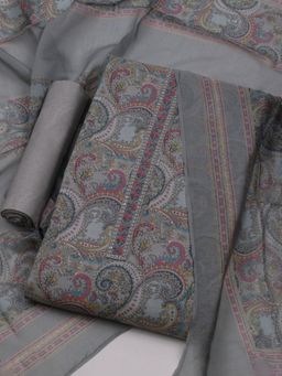 MEENA BAZAAR - Printed Women Grey Unstitched Kurta & Pant with Dupatta