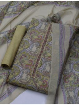 MEENA BAZAAR - Paisley Printed Green Unstitched Kurta & Pant with Dupatta