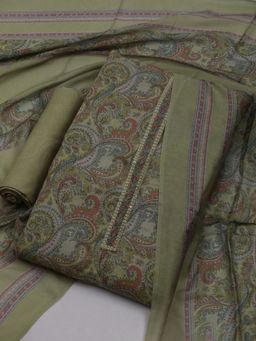MEENA BAZAAR - Paisley Printed Green Unstitched Kurta & Pant with Dupatta