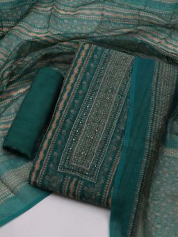 MEENA BAZAAR - Printed Green Women Unstitched Kurta & Pant with Dupatta