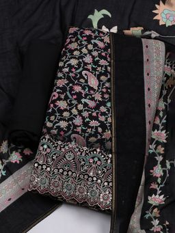 MEENA BAZAAR - Printed Black Muslin Unstitched Kurta & Pant with Dupatta