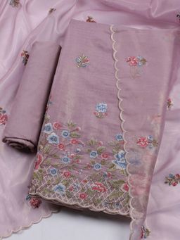 MEENA BAZAAR - Embroidered Organza Pink Unstitched Kurta & Pant with Dupatta