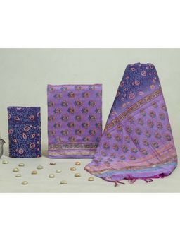 KAHVA - Lavender Chanderi Unstitched Kurta & Pant with Dupatta