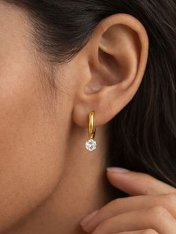 AQUASTREET - Round Zircon Huggie Earrings 18K Gold Plated Waterproof Anti-Tarnish